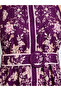 Purple Floral Print Maxi Dress With Belt - 4