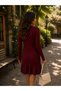 Monaco Burgundy Ribbed Flounce Long Sleeve Knitwear Mini Dress - 2