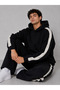 Men's Striped Hooded Sweatshirt with Pockets - 2