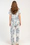 Women's Front Buttoned Short Sleeve Patterned Blue Pajama Set C0T0N2215 - 4