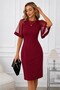 Women's Short Sleeve Crew Neck Midi Imported Crepe Dress - 3