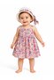 Baby Girl Floral Patterned Strappy Summer Dress and Hat Set 100% Cotton Daily Use 2-Piece Set