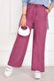 Elastic Waist Linen Trousers Pink - 2