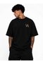 Masked Statue Graphic Printed Oversize Black Men's T-Shirt - 3