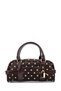 Faux Leather Women's Crossbody Bag with Key Lock Charm Hamburg Brown Polka Dot