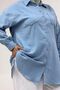 68061 Large Size Muslin Shirt with Pockets and Cuffs - Baby Blue - 2
