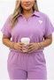 Women's Plus Size Short Sleeve Polo Collar Stone Detailed Tracksuit Set 8275-26 - 3