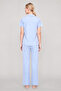 Women's Blue Classic Shirt Collar Pajama Set - 3