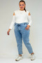 9125-7 Plus Size Boyfriend Jeans - Snow Wash Ice Blue - 2