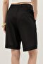 Black Linen Blend Relaxed Women's Shorts - 5