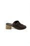 4806 Brown Leather Heeled Women's Slippers - 2