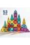 Magnetic Tiles Building Blocks, 53 Pcs STEM Educational Toy Set for Boys and Girls, Colourful Magnet Puzzle Stacking Blocks - 4