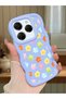 Tecno Spark 20 Pro Compatible Case Camera Protector Blue Silicone Couple Phone Case Floral Pattern