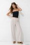 Black Striped Muslin Wide Leg Trousers 8623A - 2