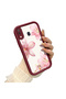 Samsung Galaxy A30 Compatible Case Camera Protector Burgundy Silicone Couple Phone Case Floral Pattern - 2