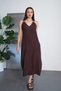 Women's Brown Shoulder Ring Detailed Pocket Comfortable Cut Midi Dress Pc5091