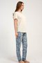 Women's Short Sleeve Ecru Pajama Set C5T7N2215 - 2