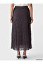 Brown Polka Dot Pleated Skirt with Elastic Waist - 4