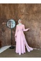 Mine Chiffon One-Shoulder Cape Women's Hijab Evening Dress - 2