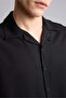 Boxy Fit Apaş Collar Flowy Fabric Short Sleeve Black Shirt I2094Ax26Sm - 4