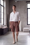 Men's Brown Summer Lightweight Casual Breathable Muslin Shorts with Back Pockets - 4