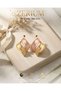 Trend Women's Steel Stylish Earrings Double Color Spiral Leaf Earrings Rose Gold - 3
