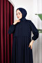 Medina Silk Azra Ferace with Pocket Detail (Navy Blue) - 7