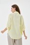 Women's Yellow Italian Floral Embroidered Scalloped Fold-Over Long Sleeve Oversize Poplin Shirt Size 40 - 44 - 4