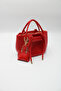Women's Red Drawstring Crossbody Hand and Shoulder Bag with Charm Accessories - 7