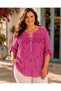 Women's Double Italian Blouse with Guipure Embroidery and Stone Detailing - 2
