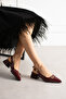 Mooien - 5cm Two-Buckle Short Heeled Shoes Patent Leather Claret Red - 4