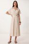 Summer Linen Beach Dress with Gold Accessories Lgx0017 Stone - 2