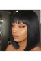 Brazilian Straight Human Hair None Lace Front Glueless Machinemade Short Bob Wigs for Women - 5