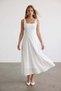 Women's white square neck flounced midi lace dress alc-x15558 - 5