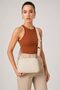Women's Hand and Shoulder Bag with Multiple Compartments, Zipper, Logo, Cross Strap, Cream