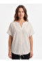 Women's Beige Striped Relaxed Fit Blouse