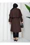 Cape-Covered Buttoned Belted Hijab Trench Coat Rc3142 - 8