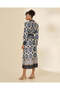 Women Navy Satin Printed Maxi Dress - 4