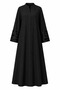 Women's Black Modest Abaya with Velvet Floral Cuffs - 4