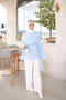 Baby Blue Waist Tie Collar Detailed Muslin Tunic