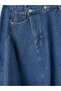 Trendlucky Asymmetrical Cut Women's Jean Skirt with a Difference in Color - 3