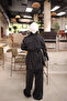 Black Tie Collar Polka Dot Satin Suit - 4