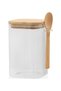 Square Jar with Spoon 600 ml Bamboo Lid Coffee Spice Storage Container - 2