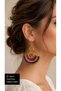 Handmade Gold Detailed Colorful Macrame Bohemian Women's Earrings Gift
