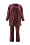 Plus Size Hooded Sweatshirt & Trousers Set with Piping Detail - Red Brown - - 2