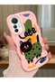 Mi 12 Lite Compatible Case Camera Protector Pink Silicone Couple Phone Case Cat Pattern