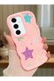 Samsung Galaxy S24 Fe Compatible Case Camera Protector Pink Silicone Couple Phone Case Star Pattern