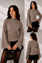 Women's Half Turtleneck Draped Belt Buckle Spanish Sleeve Blouse 224 - 2
