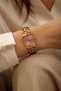 Cantien Women's Wristwatch Gold Steel Band Square Case Pink Dial Quartz Analog Premium Wrist Watch Stylish Elegant Watch - 4