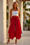 Red Pocketed, Lined, Elastic and Tie-Waist, Wide Leg, Casual Cotton Woven Trousers 98 66 - 4
